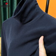 西域駱駝（VANCAMEL）磨毛雙面絨德絨打底衫男堆堆領(lǐng)冬季純色百搭t恤男高領(lǐng)保暖秋衣內 藏青色 2XL