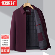 恒源祥棉衣男外套2024冬季新款加厚保暖休閑棉服中老年寬松御寒行政夾克 2135款-酒紅【拉鏈款】 XL 180碼-建議體重145-165斤