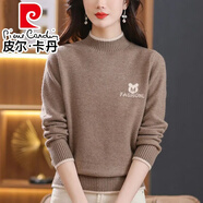 皮爾卡丹（pierre cardin）2025新款秋冬季半高領(lǐng)加絨加厚毛衣女寬松保暖內(nèi)搭短款針織打底衫 駝色【普通款不加絨】 XL 建議120-130斤