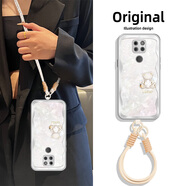 貝雯 華為mate20手機殼女mate20pro小羊皮腕帶女2025新款全包幸運鉆石小熊編織斜挎背帶防摔保護套 銀色-銀幸運鉆熊+掛件B104+掛件B089 mate20