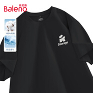 班尼路（Baleno）美式短袖男夏季簡約潮牌純棉圓領青少年體恤黑色運動休閑痞帥內搭