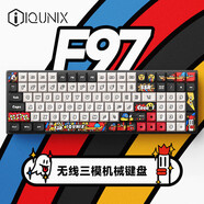 IQUNIX F97涂鴉日記/漫游指南/黑武士/露營(yíng)/滑雪/樂人猿/珊瑚海/薄藤 三模無線藍(lán)牙機(jī)械鍵盤鋁廠無畏契約 F97-涂鴉日記-黑-復(fù)古版 璞玉電競(jìng)軸