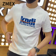 ZMEX短袖t恤男2025新款潮流休閑上衣體恤衫純色打底衫半袖男裝 白色【Kndi】 L 建議120-130斤
