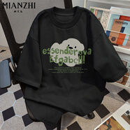棉致涼感純棉小眾設(shè)計(jì)短袖T恤女夏季新款2025年五分袖半袖 黑色【1409高品質(zhì)17】 XL 125-140斤