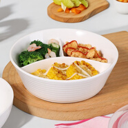 科赫德諾陶瓷分格碗上班族帶飯便攜式密封可加熱創(chuàng  )意家用減肥純白分隔餐盤(pán) 5英寸湯碗(無(wú)分格) 1英寸 1個(gè)