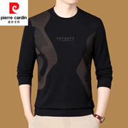 皮爾卡丹（pierre cardin）長袖t恤男春秋季純棉衛(wèi)衣男2025新款圓領上衣體恤打底衫潮T恤男裝 黑金5001 L 170