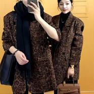 堂峻2025秋冬新款時尚氣質(zhì)御姐豹紋西裝外套女裝小眾休閑寬松上衣 咖色豹紋西裝 2XL(建議125-135斤)