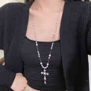 MHFDOWilla哥特風(fēng)黑色十字架項鏈秋冬衛衣毛衣鏈長(cháng)款 C抽拉可調節款(長(cháng)可拉到95cm
