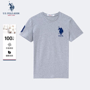 U.S. POLO ASSN.短袖t恤男夏季純棉小白T圓領(lǐng)寬松短袖男士打底衫 灰色 L