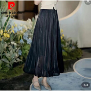 皮爾卡丹（pierre cardin）雪紡流光網(wǎng)紗半身裙女春秋夏高腰垂感氣質(zhì)百搭顯瘦a字超仙百褶裙 黑色 S 建議80-95斤