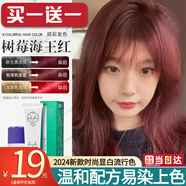 綠宸（2盒裝）染發(fā)劑膏植物男女士染頭發(fā)遮蓋白發(fā)非泡泡純?nèi)景l(fā)膏400ml 樹莓海王紅 200ml*1盒 445