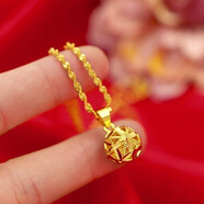 ANST老鳳凰金店款黃金色項(xiàng)鏈女款氣質(zhì)轉(zhuǎn)運(yùn)珠吊墜沙金情侶閨蜜項(xiàng)鏈送愛 好運(yùn)來(轉(zhuǎn)運(yùn)珠)吊墜(送水波鏈3.2