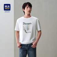 海瀾之家 HLA短袖T恤男棉蓋絲撞色潑墨印花短袖男夏 米白花紋CE S 165/84A 推薦57~62kg
