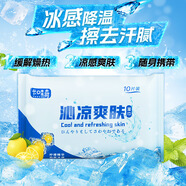 雅曼妮冷感濕巾冰涼降溫擦汗擦臉劉海去油潔面濕巾紙便攜10抽學(xué)生軍訓用 沁涼爽膚10片裝*1包
