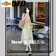 初徑韓版Lisa泡泡袖碎花連衣裙夏季女法式高腰顯瘦收腰別致獨特a裙子 仙品有內襯【高質(zhì)量現貨碎花裙】 S 80-95斤