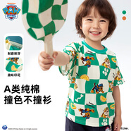 汪汪隊立大功男女童短袖童裝兒童t恤滿印薄寬松半袖上衣 綠色0135  105 