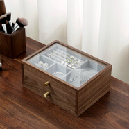 半笙首飾盒收納盒實(shí)木質(zhì)精致手飾品耳環(huán)項鏈復古結婚禮物多層抽屜 雙層可視首飾盒