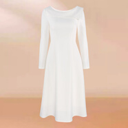 韓語(yǔ)琳空間韓語(yǔ)琳白色長(cháng)袖連衣裙女秋冬款2025新款法式氣質(zhì)小眾設計收腰裙子 米白 連衣裙 M