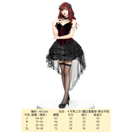 公爵夫人蕾絲萬(wàn)圣節圣誕CO性感辣妹修身綁帶收腰托擺絲絨連衣裙 S 吸血鬼新娘四件套服裝+臉妝血鉆+吸血鬼假牙+假血