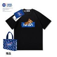 NASA ABOUTNASA2024新款純棉寬松短袖T恤情侶潮牌美式重磅衣服 T001+NX4 黑色 S
