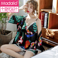莫代爾新款真絲睡衣性感方便房事女春秋純欲睡裙夏季薄款絲綢吊帶冰睡袍 HX-菠蘿花三件套 L 【100-115斤】