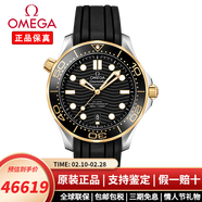 歐米茄（OMEGA）瑞士手表海馬300米防水自動(dòng)機械夜光男士運動(dòng)腕表 送男友送禮物 210.22.42.20.01.001黑盤(pán)黃金