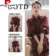 皮爾卡丹（pierre cardin）法式歐貨感襯衫連衣裙女2025春季重要場合優(yōu)雅氣質(zhì)a字短裙 單件連衣裙 L