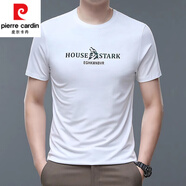 皮爾卡丹（pierre cardin）短袖t恤男夏季高端薄款絲光棉簡約透氣圓領半袖潮牌休閑體恤T衫男 S05白色狼王 M 165/ 建議95-120斤