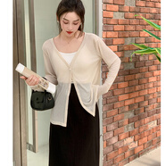 小野七天萊賽爾天絲開(kāi)衫針織衫春夏冰絲防曬空調衫配吊帶裙外搭罩衫小外套 【杏色均碼】 建議80-115斤