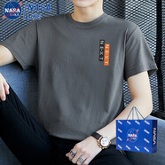 NASALIKE純棉t恤男夏季短袖男士打底衫上衣青少年帥氣半袖百搭潮流體恤男 T522深灰 2XL