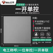 公牛公牛開關(guān)插座86型暗裝正五孔10A帶開關(guān)無邊框大面板G37星空灰 一位單控