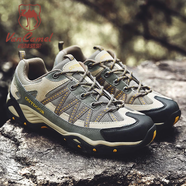 西域駱駝（VANCAMEL）戶(hù)外登山鞋男2024新款夏季防水防滑耐磨休閑運動(dòng)女牛皮透氣徒登鞋 卡其黃 40