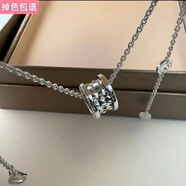 QUAMER金店款新款s925銀材質(zhì)小紅人項鏈黑陶瓷小蠻腰鎖骨鏈銀 小紅人新款菱格項鏈 M
