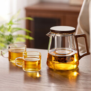 憶壺茶玻璃茶壺茶水分離茶杯玻璃泡茶壺辦公室泡茶杯玻璃茶具功夫茶壺 800ML透明壺+2品杯