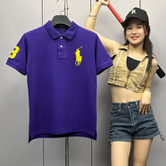 POLO SPORTRALPH LAUREN拉夫勞倫polo衫男短袖純棉翻領(lǐng)保羅體恤男寬松休閑大 紫色 L 約145-165斤