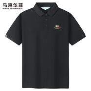 馬克華菲【7A抗菌】翻領(lǐng)短袖Polo衫男裝2025夏季新款潮流刺繡T恤 黑色 001 175 L