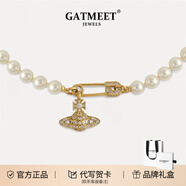 GATMEET珍珠項鏈回形針土星歐陽(yáng)娜娜明星同款情人節七夕禮物送女友老婆 金色回形針珍珠項鏈