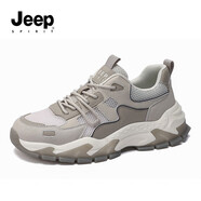 JEEP SPIRIT吉普男鞋運動(dòng)鞋男網(wǎng)面老爹鞋男休閑跑步鞋子男 藏羚色 45