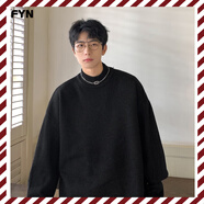 雪萊瓊斯（Shelley Jones）加厚半高領(lǐng)純色毛衣男冬季港風(fēng)潮牌青少年寬松百搭保暖針織打底衫 黑色 M