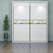 定制衣柜門(mén)推拉門(mén)定做極窄移門(mén)歐式簡(jiǎn)約實(shí)木耐磨無(wú)異味衣櫥門(mén) N7暖白+腰花