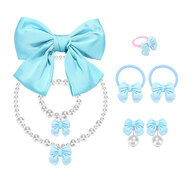 新品女童公主裙灰姑娘亮片拼接網(wǎng)紗蓬蓬連衣裙兒童舞臺演出禮服裙 蝴蝶發(fā)夾項鏈套 130 cm