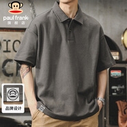 大嘴猴（paul frank）短袖T恤男夏季短袖男士休閑Polo衫寬松涼感衣服男裝 深灰色 M