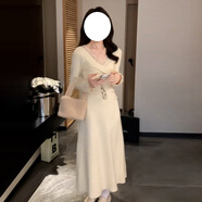 南啵丸白杏色針織打底連衣裙子女秋冬季2024新款配大衣內(nèi)搭長(zhǎng)款毛衣長(zhǎng)裙 杏色連衣裙連身裙圣誕穿搭圣誕氛圍感穿搭出席重要場(chǎng)合 S 4045kg