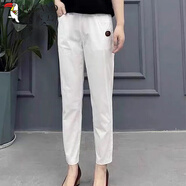 啄木鳥純棉春秋棉麻長褲大碼女裝哈倫褲女式高腰松緊褲中年媽媽裝特 白色【棉質(zhì) 優(yōu)質(zhì)版不易起球 輕薄 XL 【建議110-120斤】