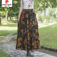 皮爾卡丹（pierre cardin）春夏季新款女裝民族風(fēng)印花棉麻半身裙松緊腰圍大擺長(cháng)裙沙灘裙子女 92號色 均碼 裙長(cháng)80厘米