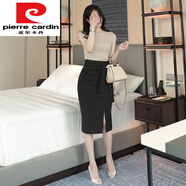 皮爾卡丹（pierre cardin）黑色包臀裙半身裙中長(zhǎng)款開叉高腰顯瘦裙子職業(yè)半裙西裝一步裙春夏 黑色 M