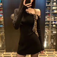 凡伊笑黑色長(zhǎng)袖連衣裙女秋冬高級(jí)打底裙子內(nèi)搭包臀裙性感緊身純欲小個(gè)子 復(fù)古豹紋包臀裙 M 【 建議90-105斤】