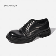 dreambox鈞博vibram高端馬臀皮休閑皮鞋手工固特異皮底男士德比鞋 黑色啞面 40