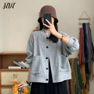 JZDZ2025春秋季新款女士外套開(kāi)衫衛(wèi)衣棒球服洋氣夾克上衣女裝春秋季 灰色 （春秋款） 2XL (建議130斤-145斤)