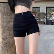 多想余秋冬黑色牛仔短褲女運動(dòng)超短褲辣妹熱褲外穿顯腿長(cháng)高腰緊身包臀 黑色牛仔短褲 S 【建議85-95斤】